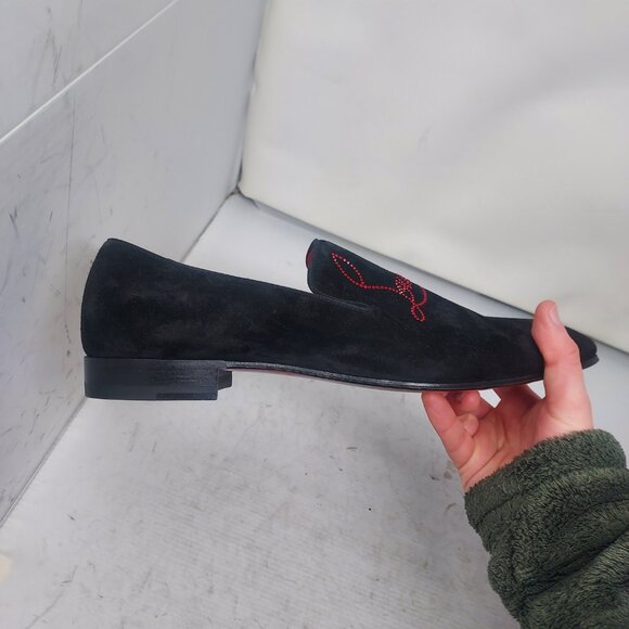 CHRISTIAN LOUBOUTIN Black Dandelion Strass Suede Logo Loafer main image 6